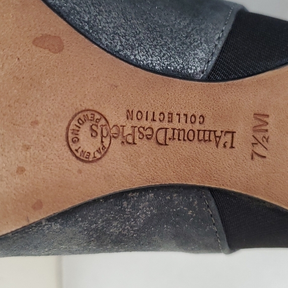 l'Amour Des Pieds Metallic Gray Leather Stiletto Ankle Booties Size 7.5 - Picture 12 of 13